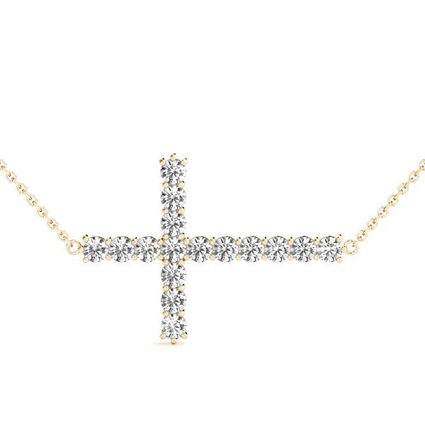 14K Yellow Gold Diamond Cross Pendant