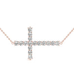 14K Rose Gold Diamond Cross Pendant