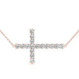 14K Rose Gold Diamond Cross Pendant