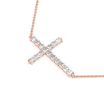 14K Rose Gold Diamond Cross Pendant
