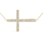 14K Yellow Gold Diamond Cross Pendant