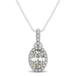 14K Gold Round Diamond Halo Pendant