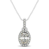 14K Gold Round Diamond Halo Pendant