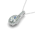 14K Gold Round Diamond Halo Pendant