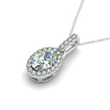 14K Gold Round Diamond Halo Pendant
