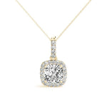 14K Yellow Gold Diamond Halo Pendant 0.7 ct