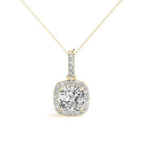 14K Yellow Gold Diamond Halo Pendant 0.7 ct
