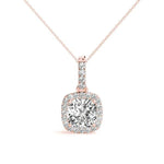 14K Rose Gold 0.7 CT Cushion Diamond Pendant