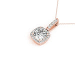 14K Rose Gold 0.7 CT Cushion Diamond Pendant