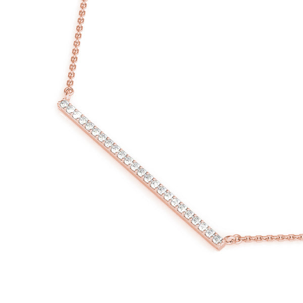 14K Rose Gold Diamond Bar Pendant