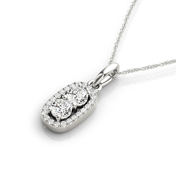 18K White Gold 1 CT Diamond Two-Stone Pendant