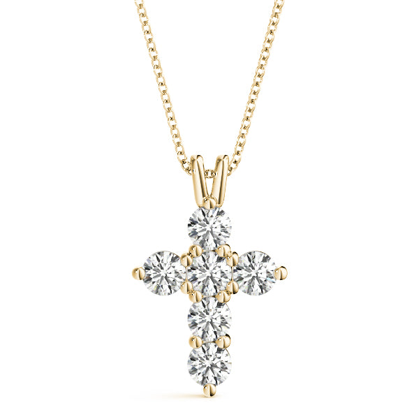14K Yellow Gold Round Diamond Fashion Pendant