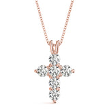 14K Rose Gold Diamond Cross Pendant