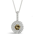 Round Diamond Halo Pendant Necklace