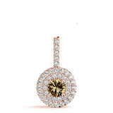 14K Rose Gold Round Diamond Halo Pendant