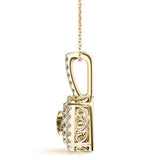 14K Yellow Gold Round Diamond Halo Pendant