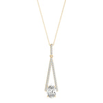 14K Yellow Gold Oval Diamond Halo Pendant
