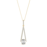14K Yellow Gold Oval Diamond Halo Pendant