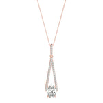 14K Rose Gold Oval Diamond Halo Pendant