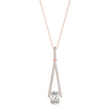 14K Rose Gold Oval Diamond Halo Pendant