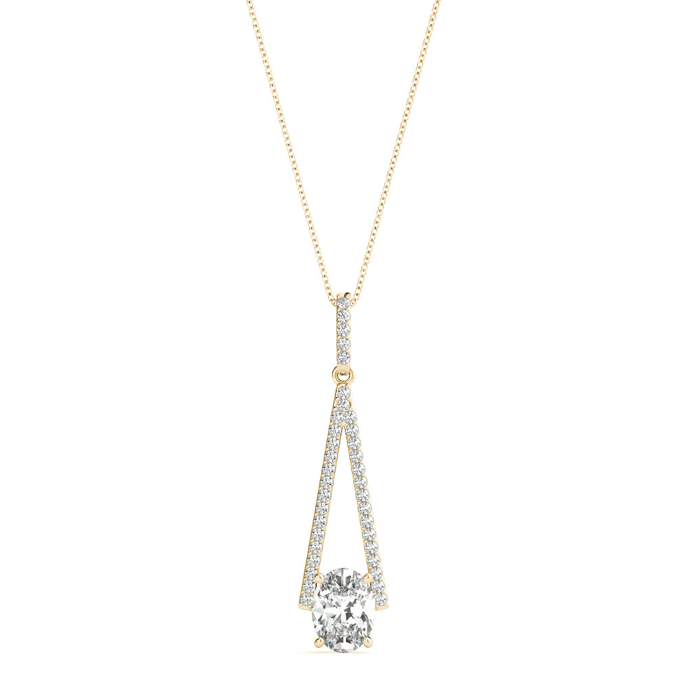 18K Yellow Gold Oval Diamond Halo Pendant
