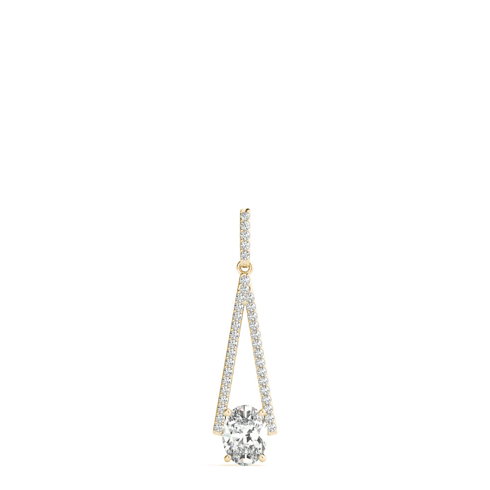 14K Yellow Gold Oval Diamond Halo Pendant