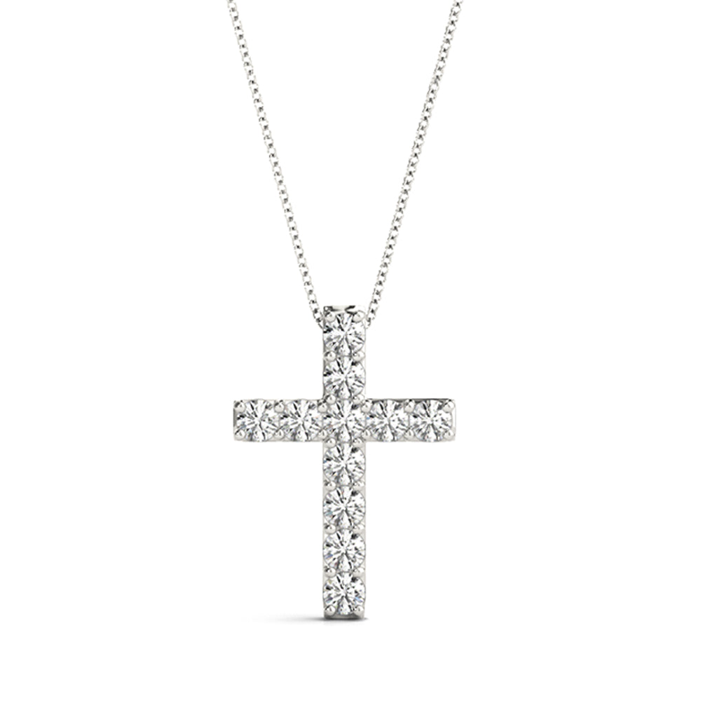 Platinum White Diamond Cross Pendant