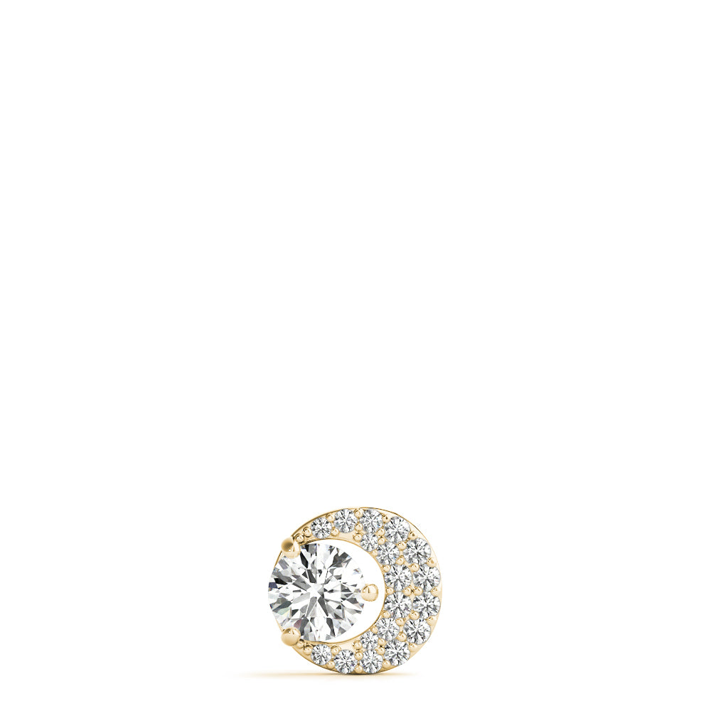 14K Yellow Gold Round Diamond Pendant