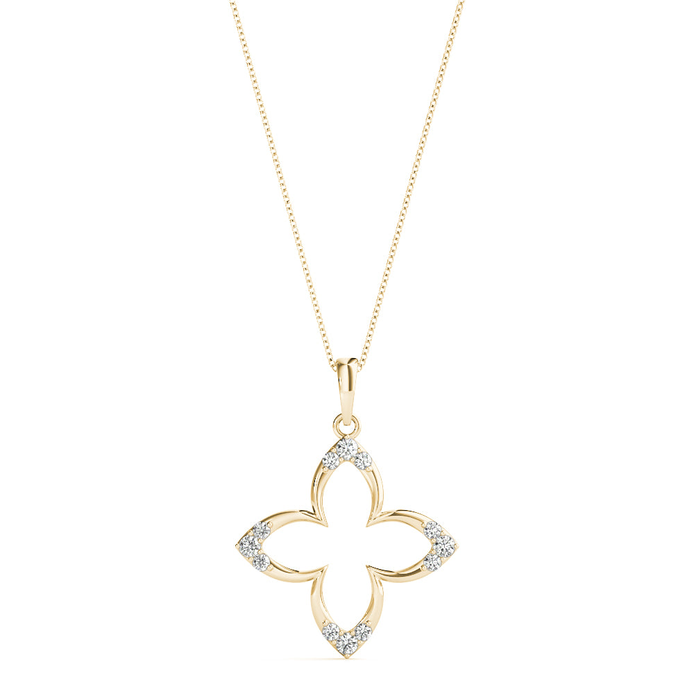 14K Yellow Gold Round Diamond Fashion Pendant