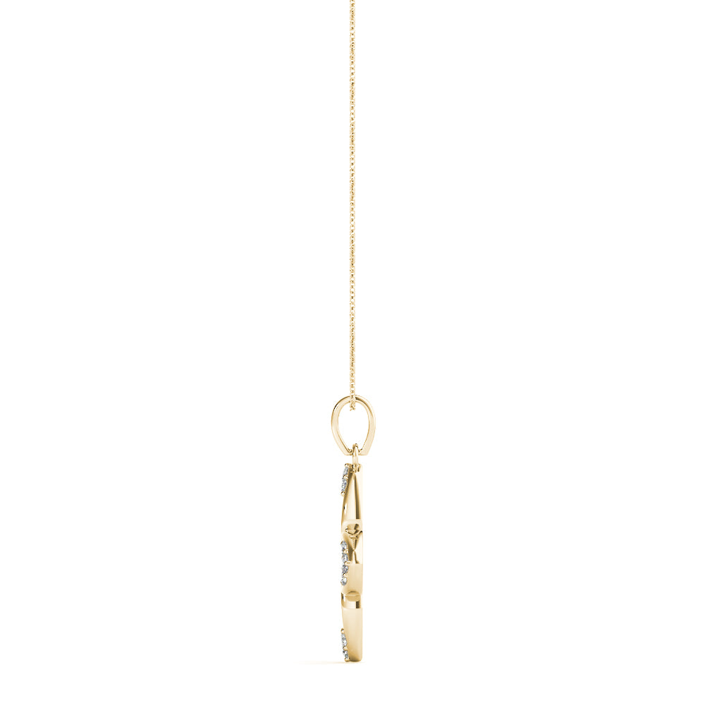 14K Yellow Gold Round Diamond Fashion Pendant