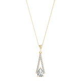 14K Yellow Gold Pear Diamond Halo Pendant