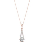 14K Rose Gold Pear Diamond Halo Pendant