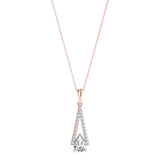 14K Rose Gold Pear Diamond Halo Pendant