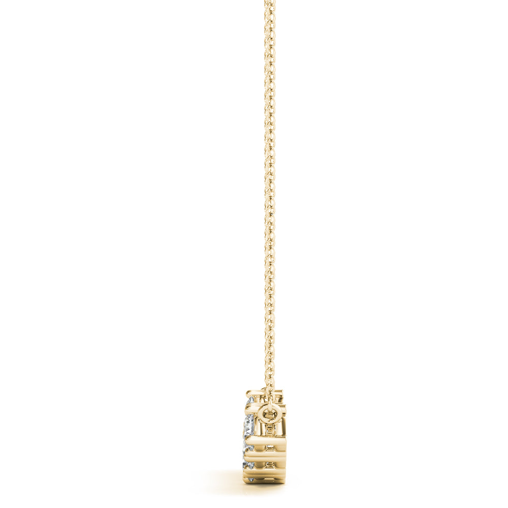 14K Yellow Gold Round Diamond Fashion Pendant