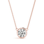 14K Rose Gold 1ct Round Diamond Solitaire Pendant