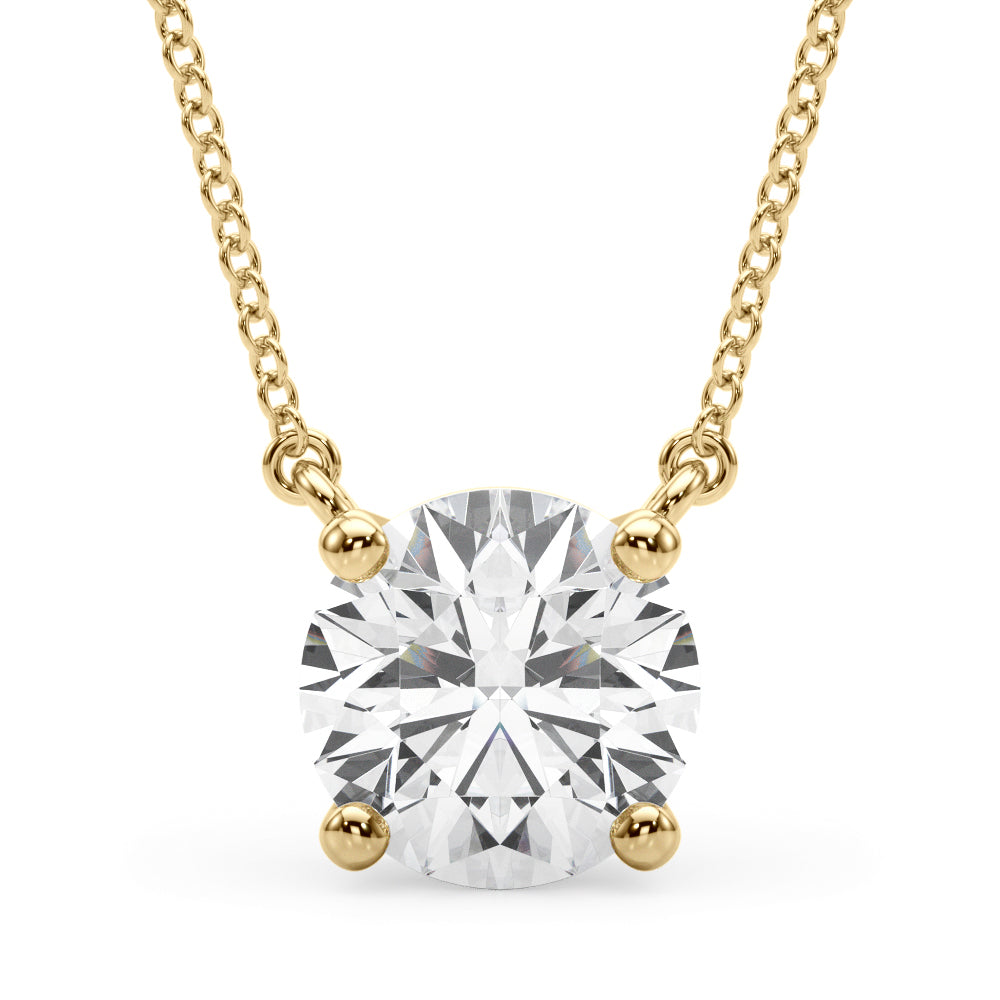 14K Yellow Gold 1ct Round Diamond Solitaire Pendant