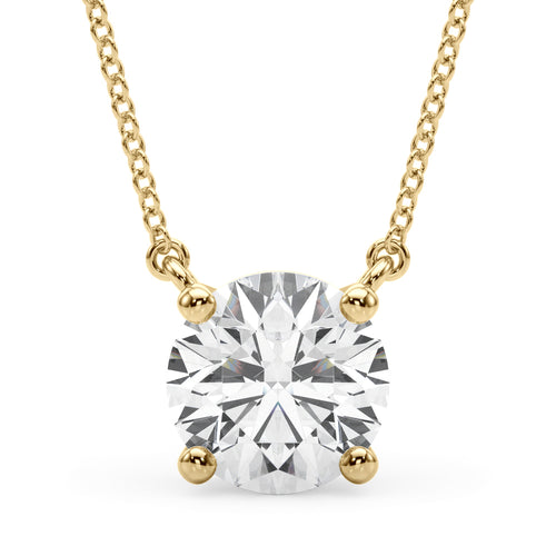 14K Yellow Gold 1ct Round Diamond Solitaire Pendant