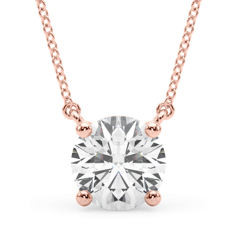 14K Rose Gold 1ct Diamond Solitaire Pendant