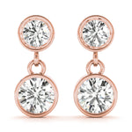 14K Rose Gold Round Diamond Stud Earrings