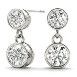 14K White Gold Round Diamond Stud Earrings