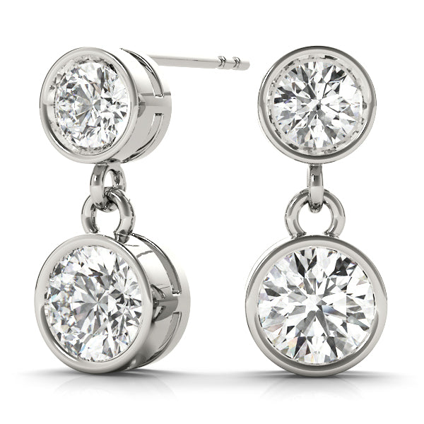 14K White Gold Round Diamond Stud Earrings