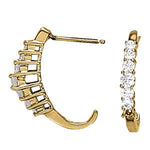 14K Gold Round Diamond J-Hoops Earrings
