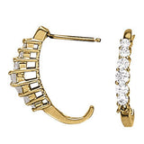 14K Gold Round Diamond J-Hoops Earrings