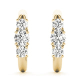 14K Yellow Gold 1ctw Round Diamond Three Stone Earrings