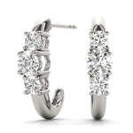 0.50 CTW Round Diamond Three Stone Earrings