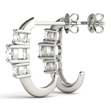 0.50 CTW Round Diamond Three Stone Earrings