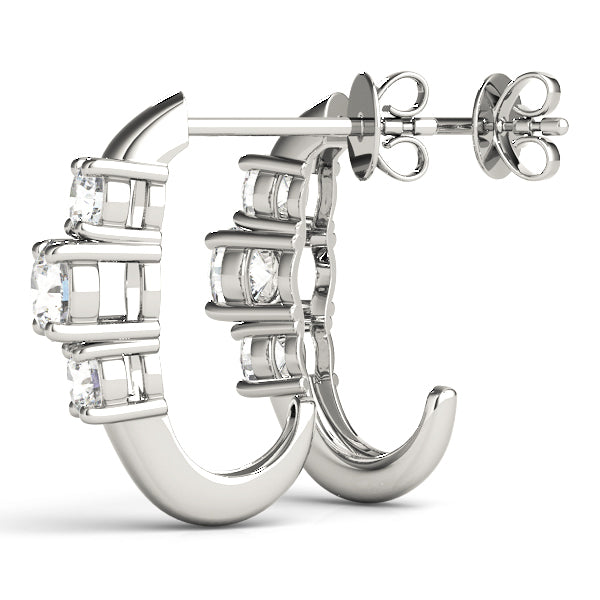 14K White Gold 1 CT Diamond Three Stone Earrings