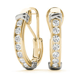 14K Yellow Gold Diamond J-Hoop Earrings