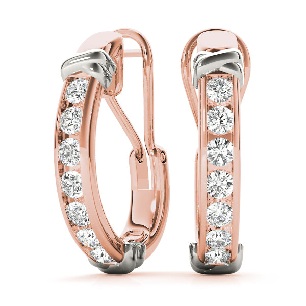 Rose Gold Diamond J-Hoop Earrings | 0.5 ctw