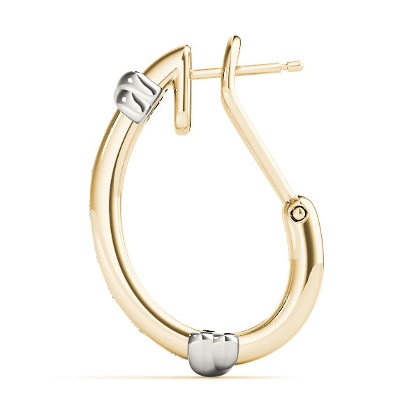 14K Yellow Gold Diamond J-Hoop Earrings